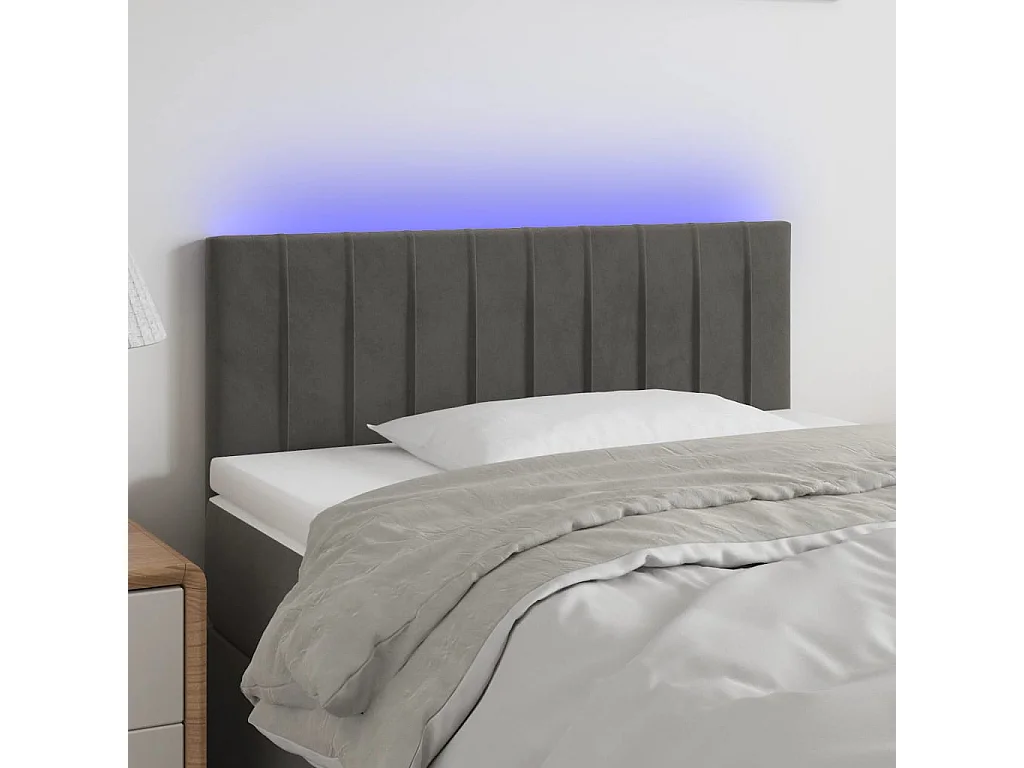 Testiera a LED Grigio Scuro 100x5x78/88 cm in Velluto