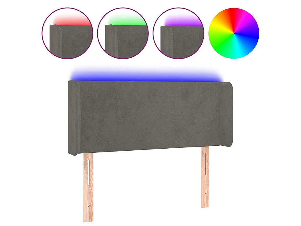Testiera a LED Grigio Scuro 93x16x78/88 cm in Velluto