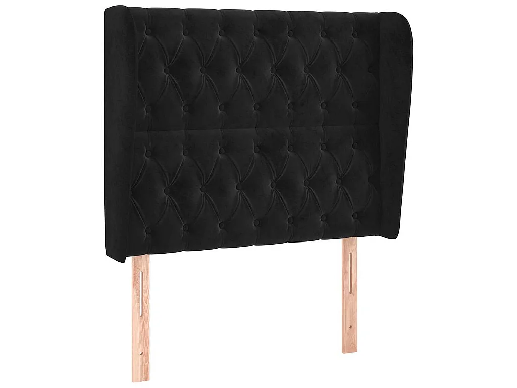 Tête de lit avec oreilles Noir 93x23x118/128 cm Velours
