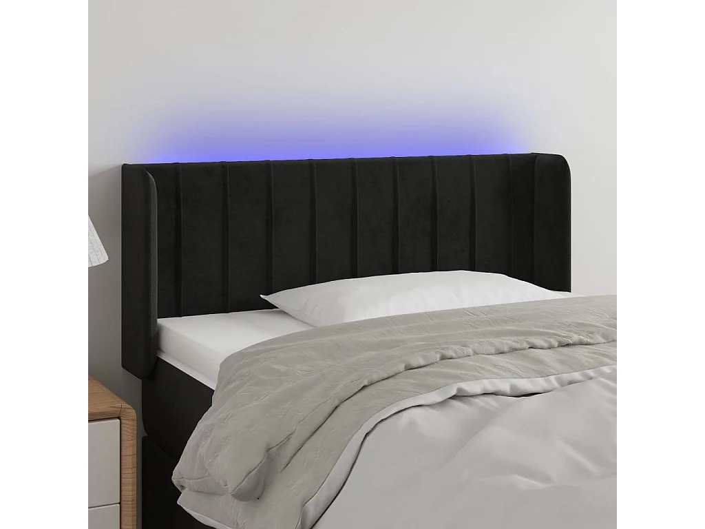 Testiera a LED Nera 93x16x78/88 cm in Velluto