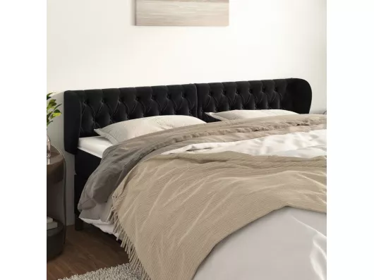 Kauf Unique Kopfteil mit Ohren Schwarz 183x23x78/88 cm Samt