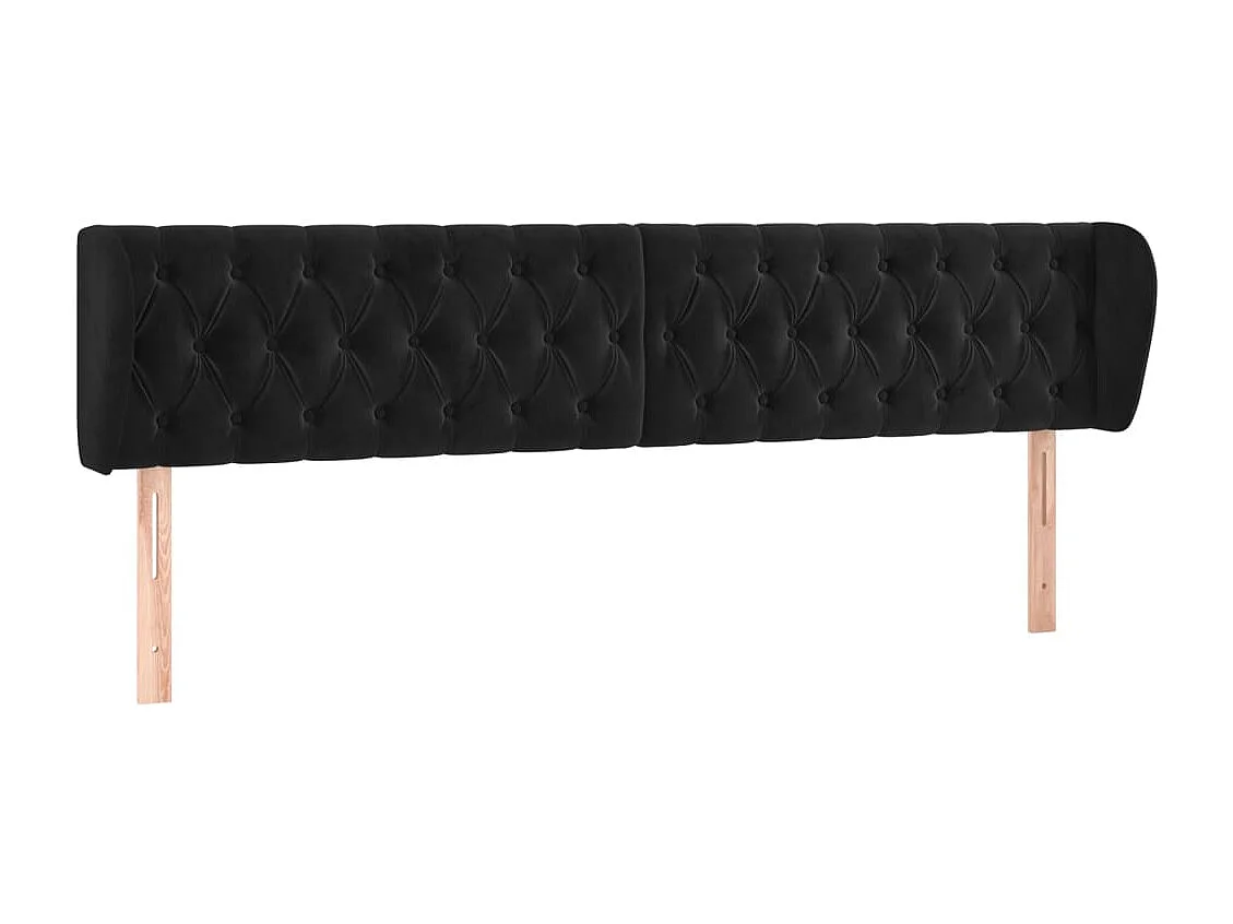 Hoofdbord met randen 183x23x78/88 cm fluweel zwart