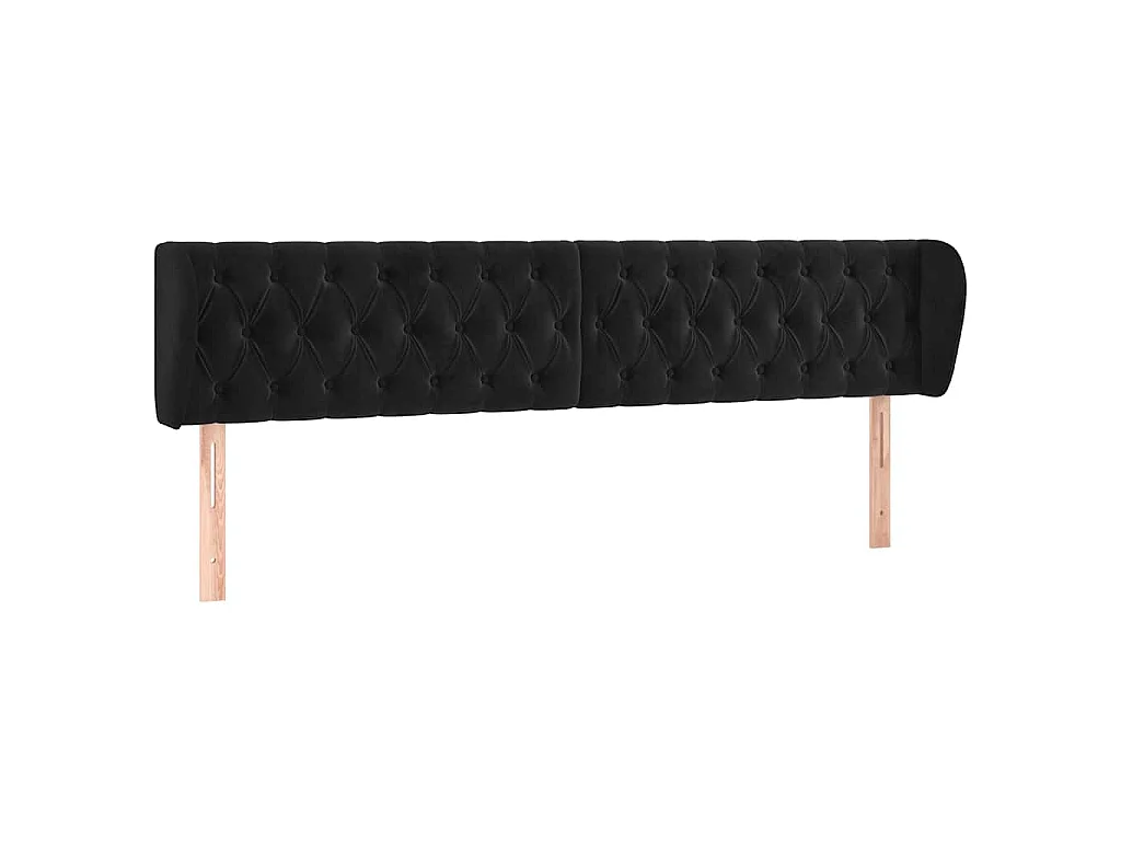 Tête de lit avec oreilles Noir 183x23x78/88 cm Velours