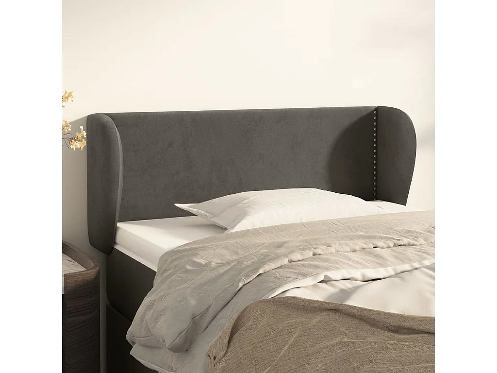 Testiera ad Orecchio Grigio Scuro 93x23x78/88 cm in Velluto