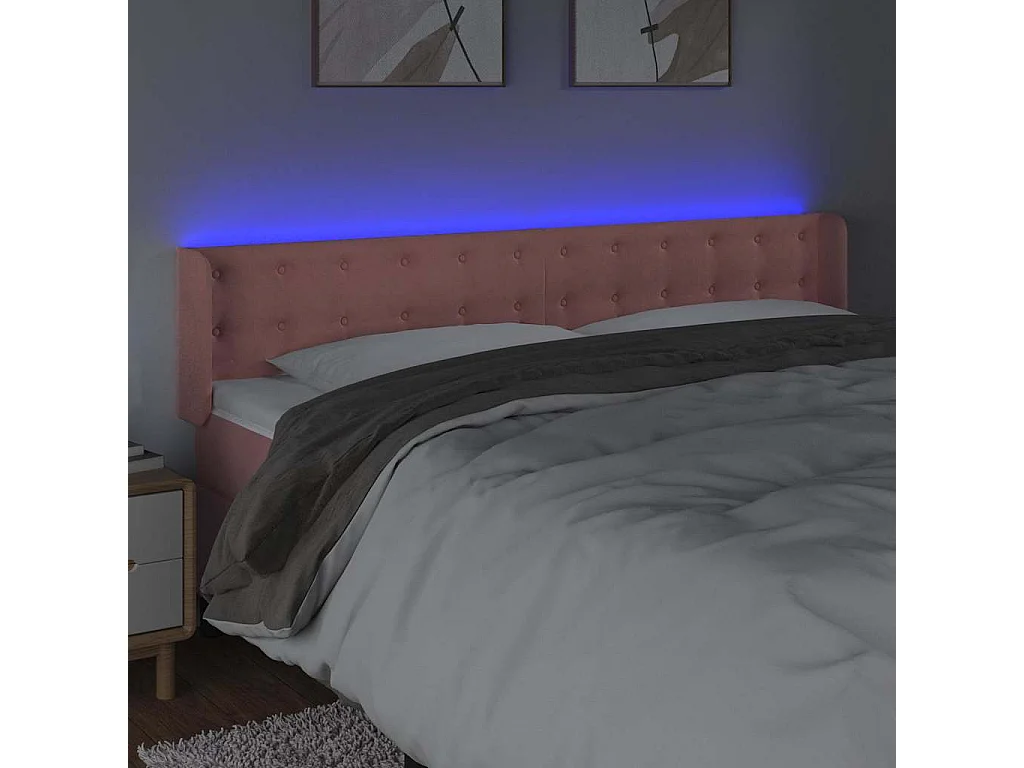 Tête de lit à LED Rose 203x16x78/88 cm Velours