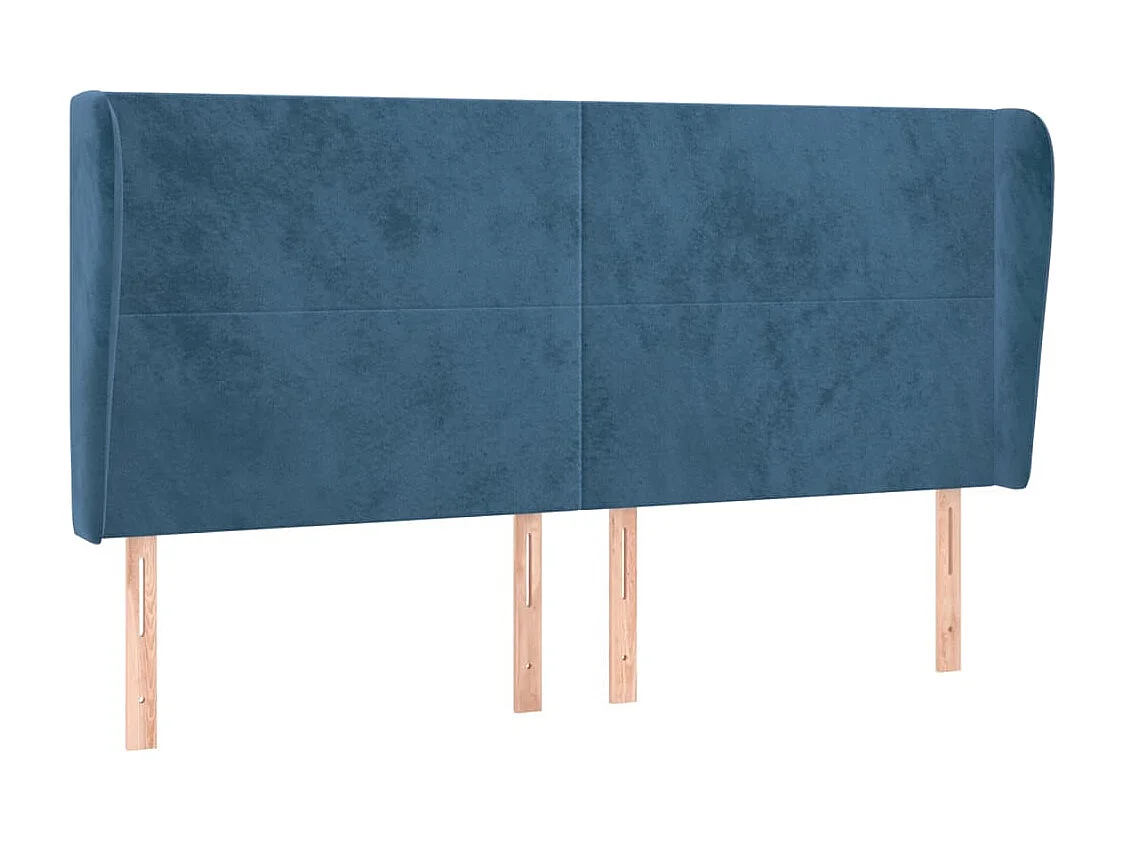 Tête de lit avec oreilles Bleu foncé 163x23x118/128 cm Velours