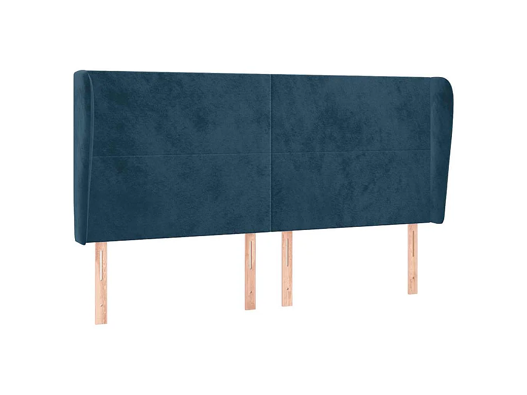 Tête de lit avec oreilles Bleu foncé 163x23x118/128 cm Velours