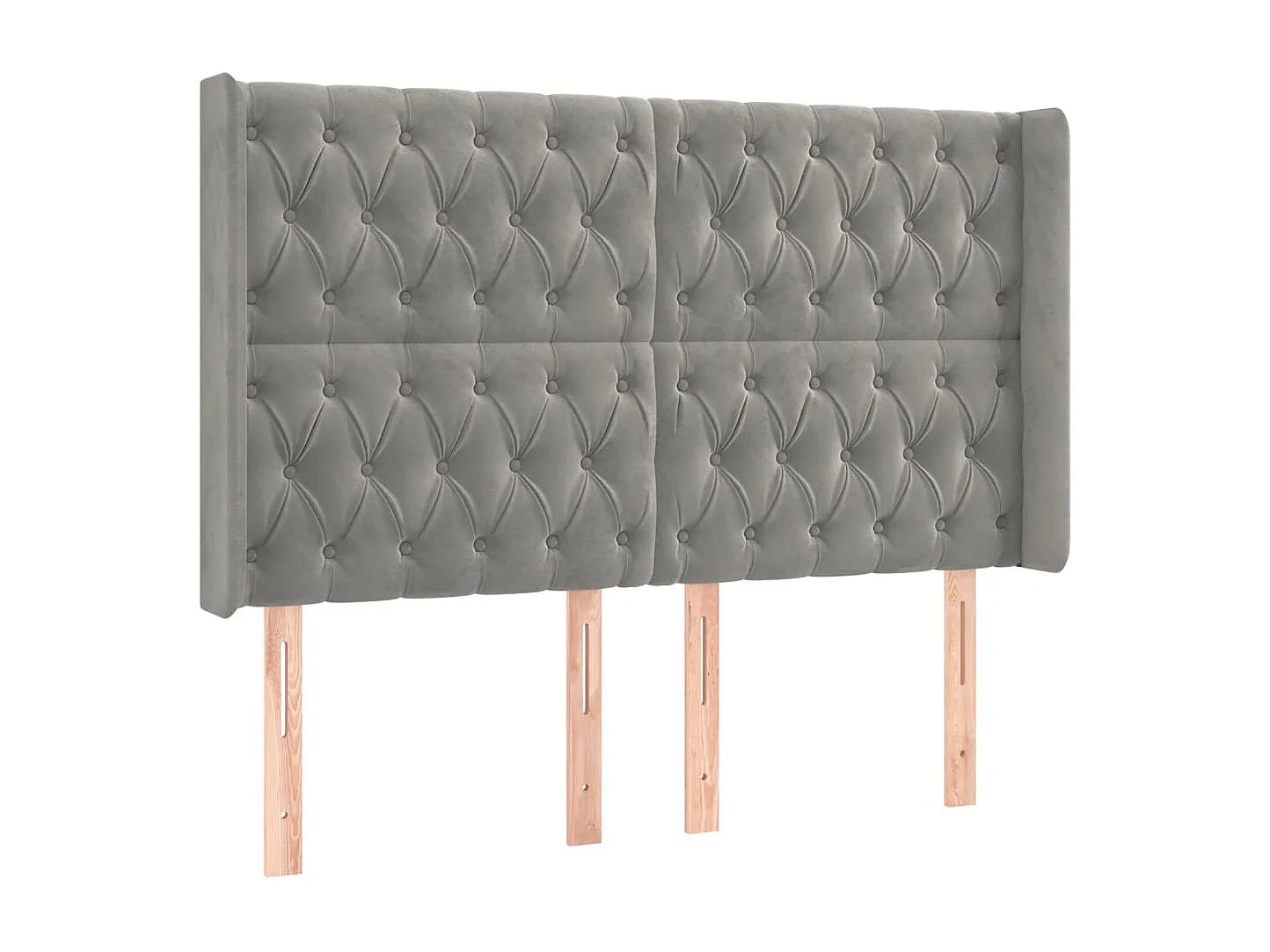 Cabecero con orejas de terciopelo gris claro 163x16x118/128 cm