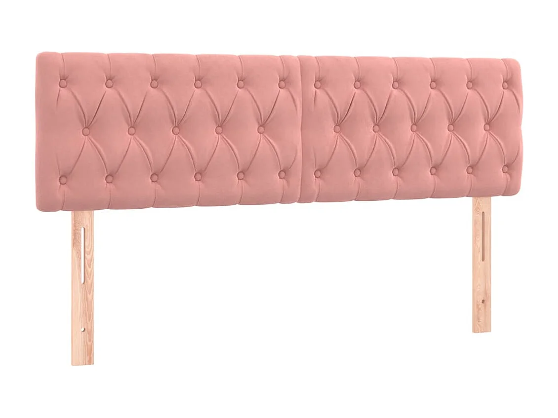 Cabeceira de cama c/ luzes LED veludo 144x7x78/88 cm rosa