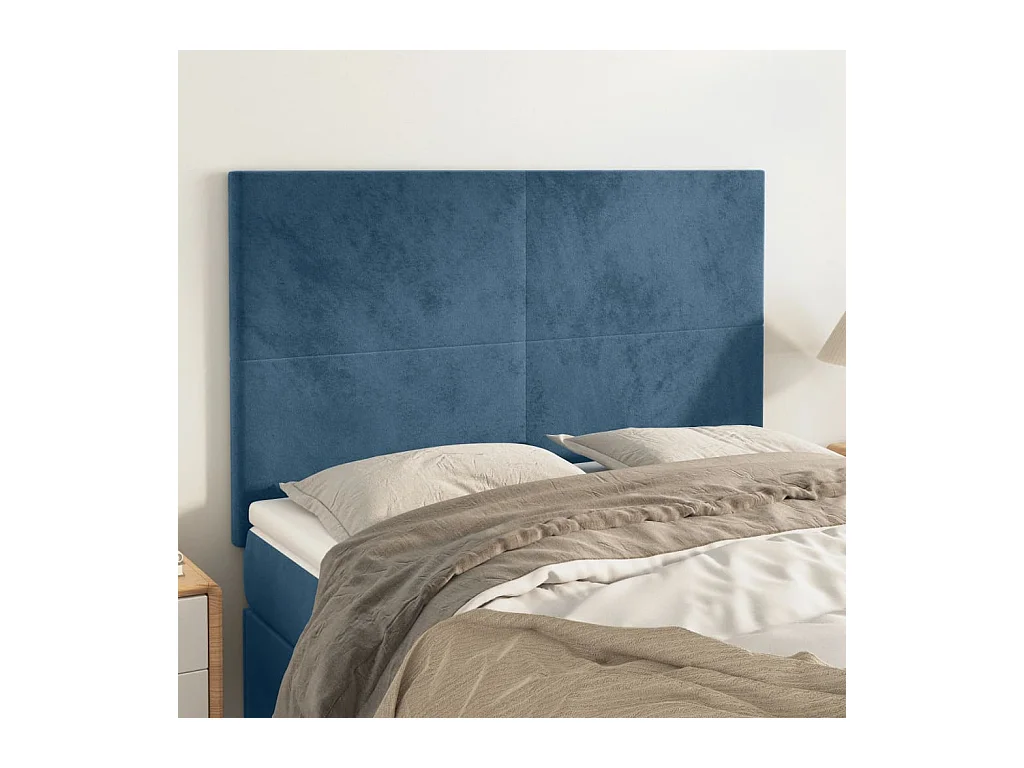 Têtes de lit 4 pcs Bleu foncé 72x5x78/88 cm Velours