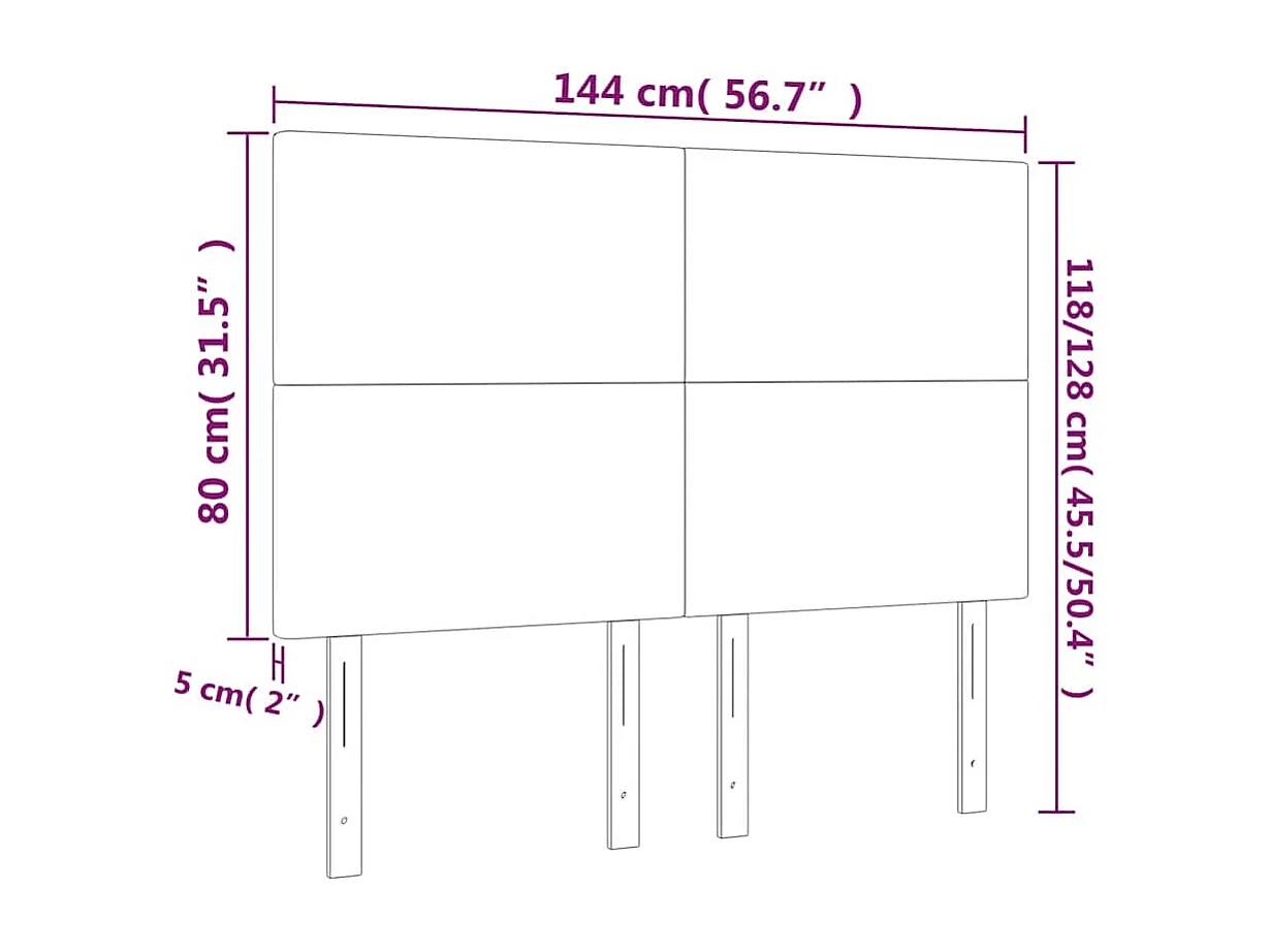 Tête de lit Bleu foncé 144 x 5 x 118/128 cm Velours