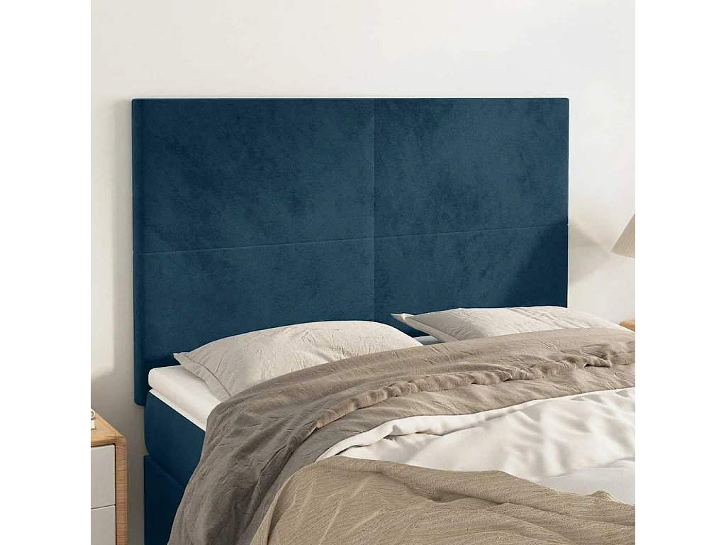 Tête de lit Bleu foncé 144 x 5 x 118/128 cm Velours