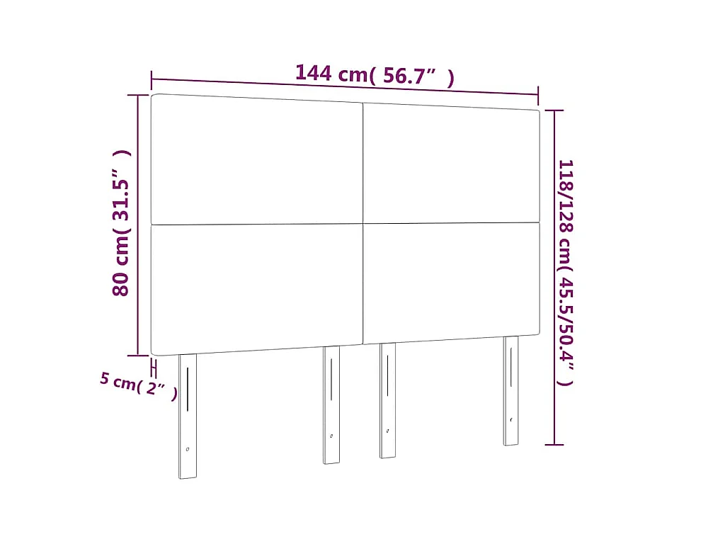 Tête de lit Bleu foncé 144 x 5 x 118/128 cm Velours