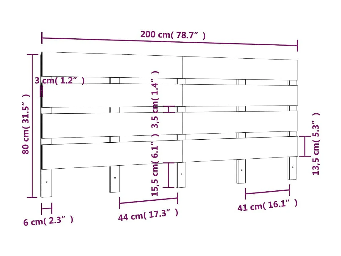 Kopfteil Weiß 200x3x80 cm Massivholz Kiefer