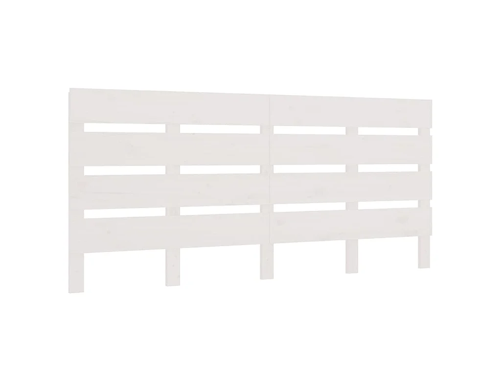 Testiera per Letto Bianca 200x3x80 cm in Legno Massello di Pino
