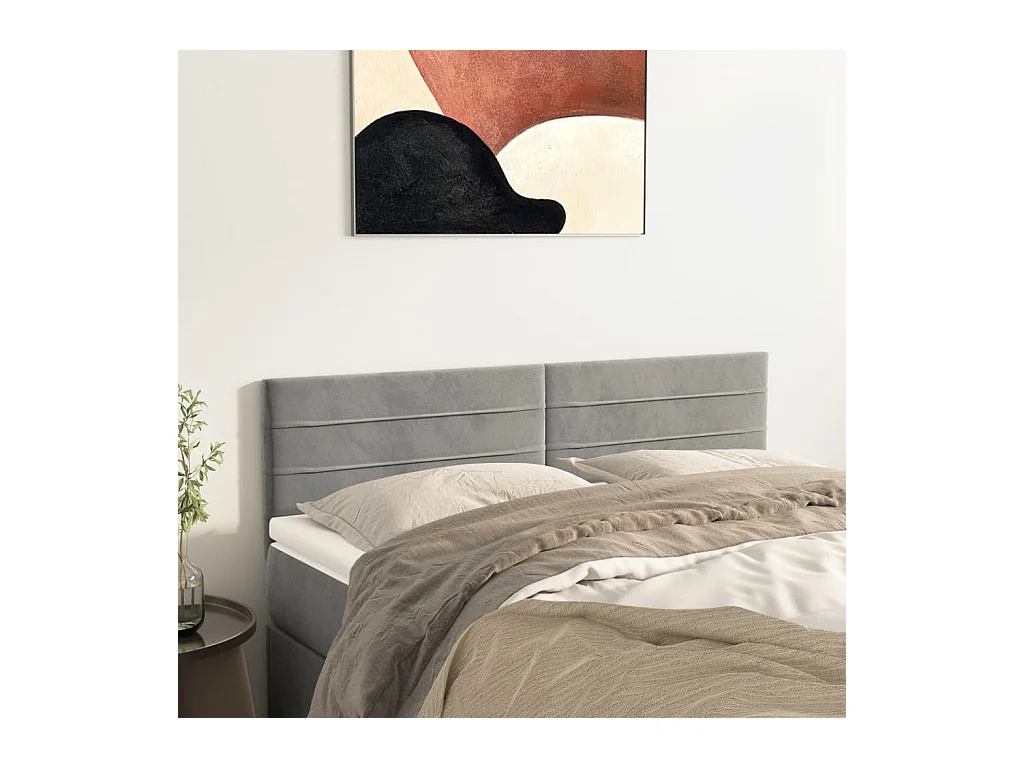 Têtes de lit 2 pcs Gris clair 72x5x78/88 cm Velours