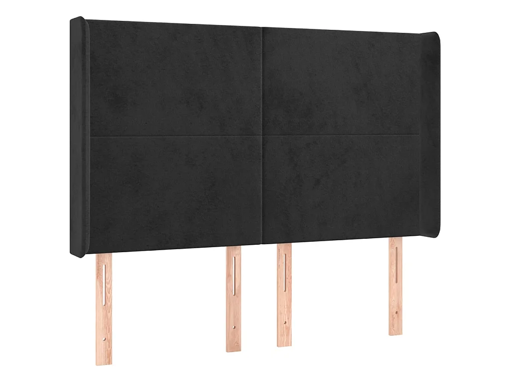 Kopfteil mit Ohren Schwarz 147x16x118/128 cm Samt