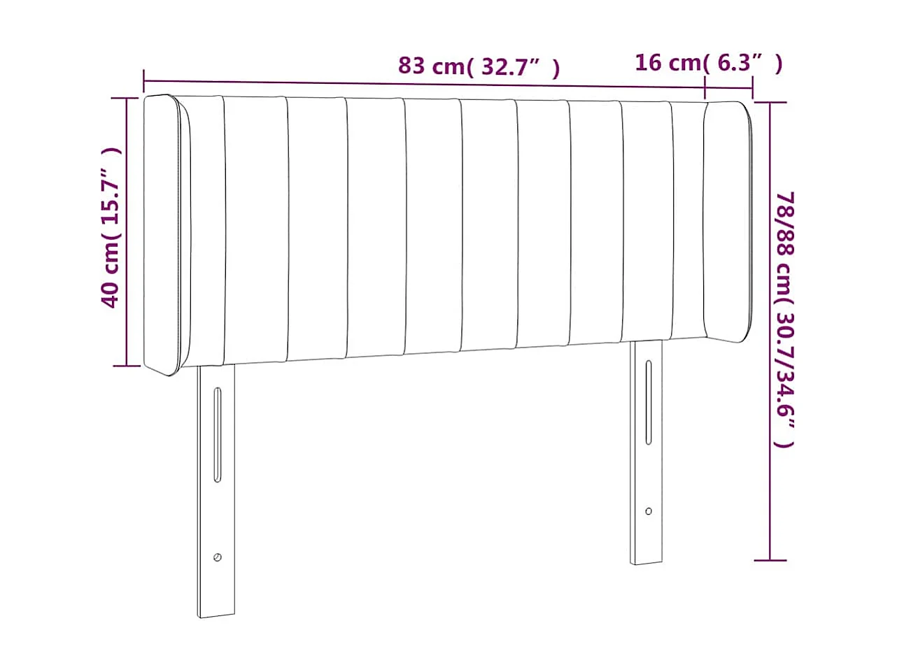 Tête de lit à LED Bleu foncé 83x16x78/88 cm Velours