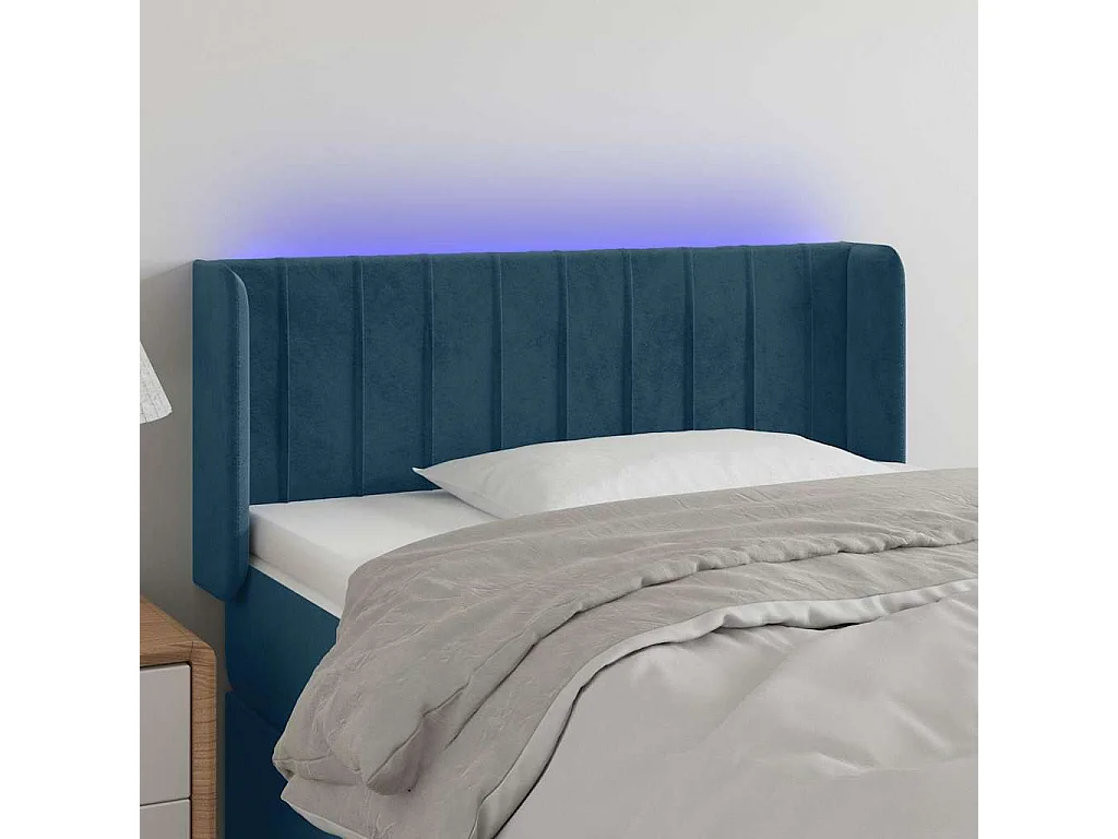 LED Kopfteil Dunkelblau 83x16x78/88 cm Samt