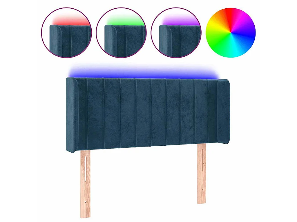 Testiera a LED Blu Scuro 83x16x78/88 cm in Velluto