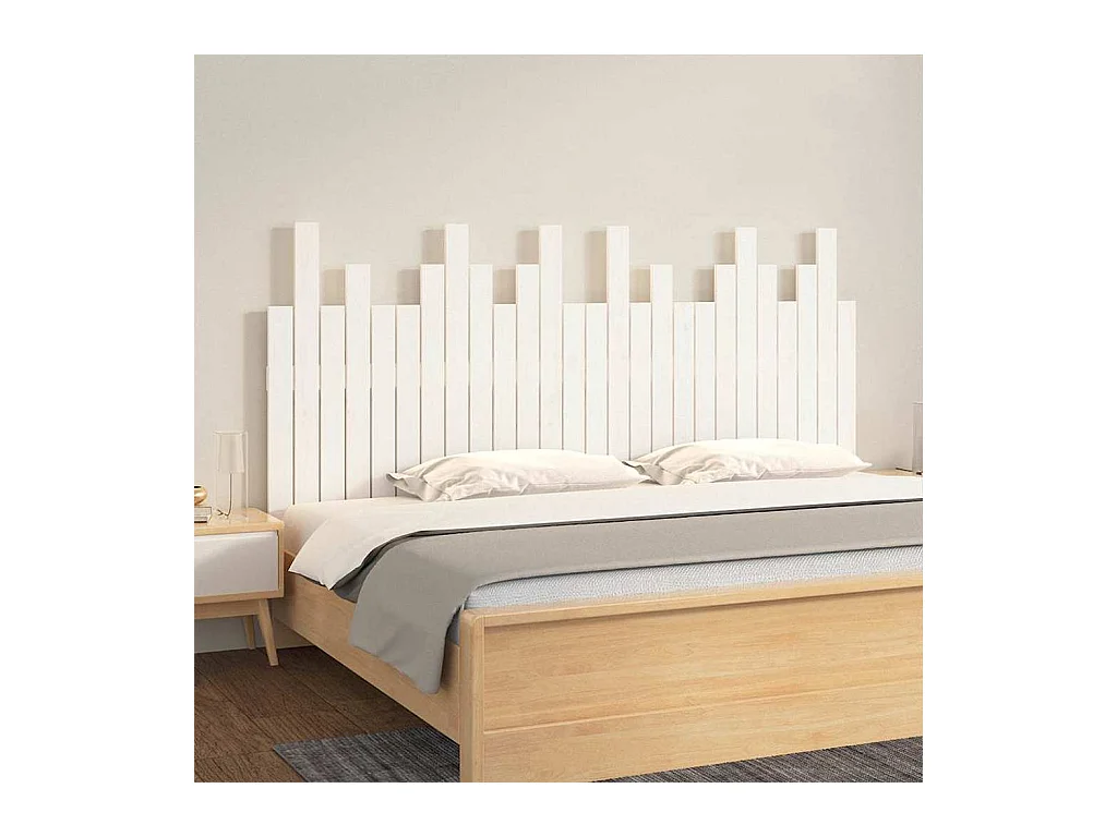 Tête de lit murale Blanc 166x3x80 cm Bois massif de pin