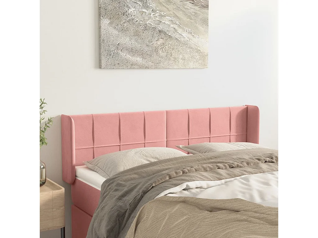 Kopfteil mit Ohren Rosa 147x16x78/88 cm Samt