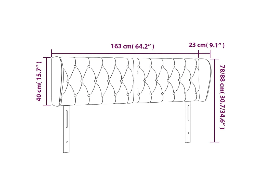 Kopfteil mit Ohren Dunkelblau 163x23x78/88 cm Samt