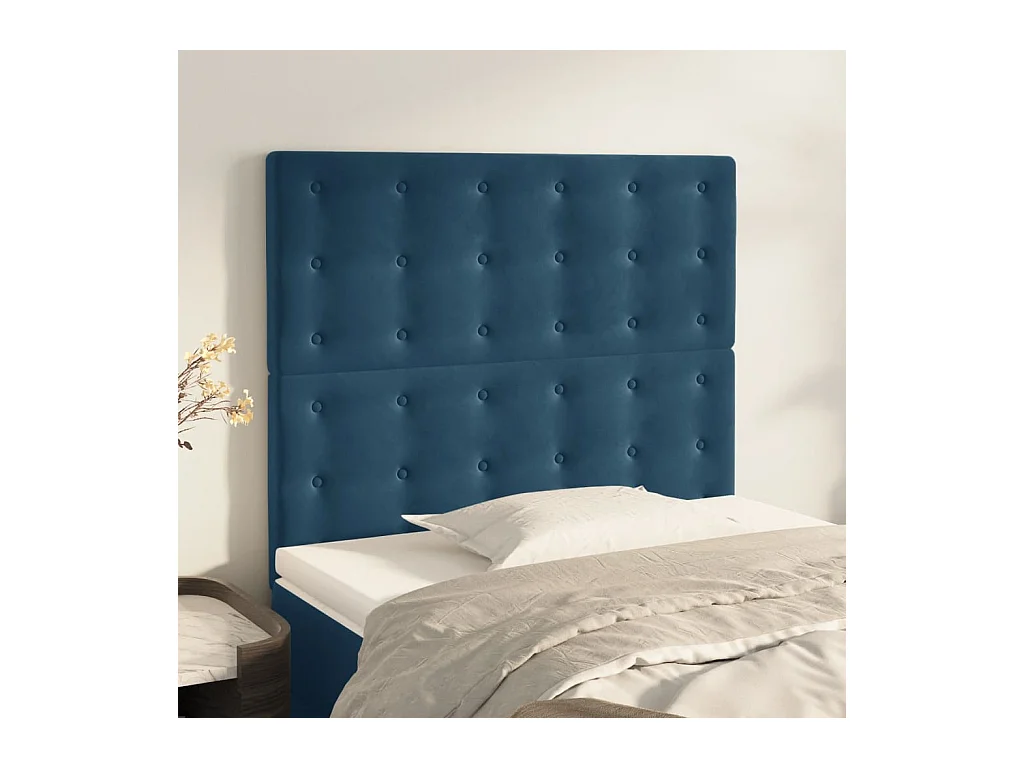 Têtes de lit 2 pcs Bleu foncé 90x5x78/88 cm Velours