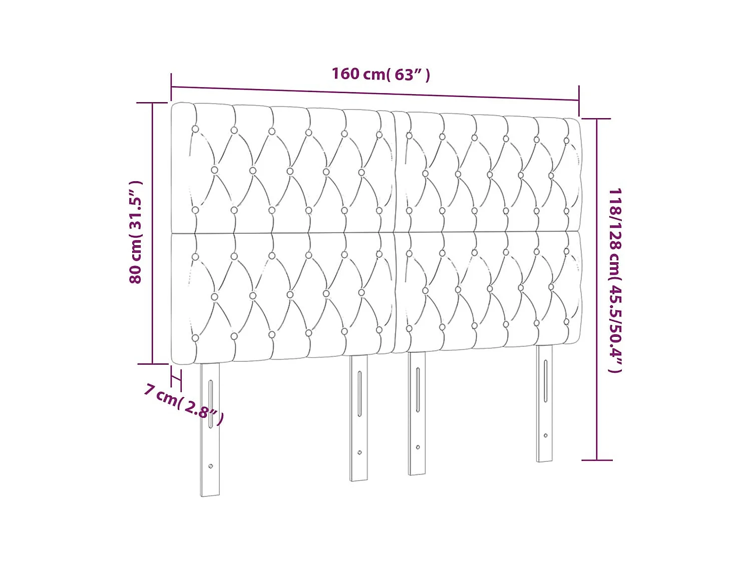 Cabeceira de cama c/ luzes LED veludo 160x7x118/128 cm preto