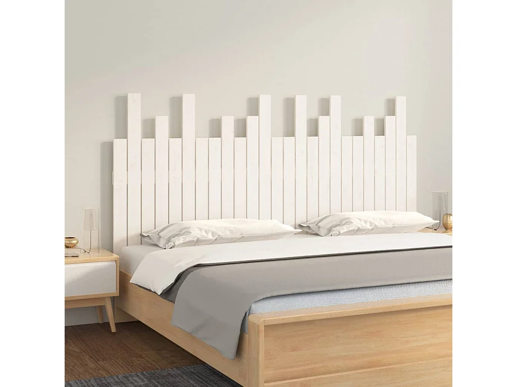 Tête de lit murale Blanc 159,5x3x80 cm Bois massif de pin