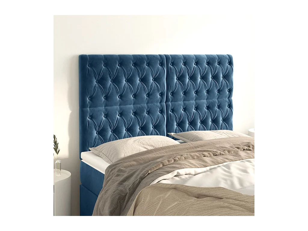 Têtes de lit 4 pcs Bleu foncé 72x7x78/88 cm Velours