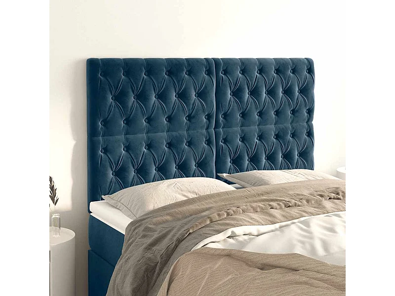 Tête de lit Bleu foncé 144 x 7 x 118/128 cm Velours