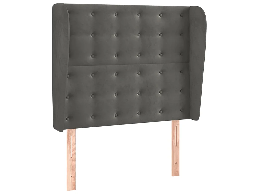 Testiera ad Orecchio Grigio Scuro 83x23x118/128 cm in Velluto