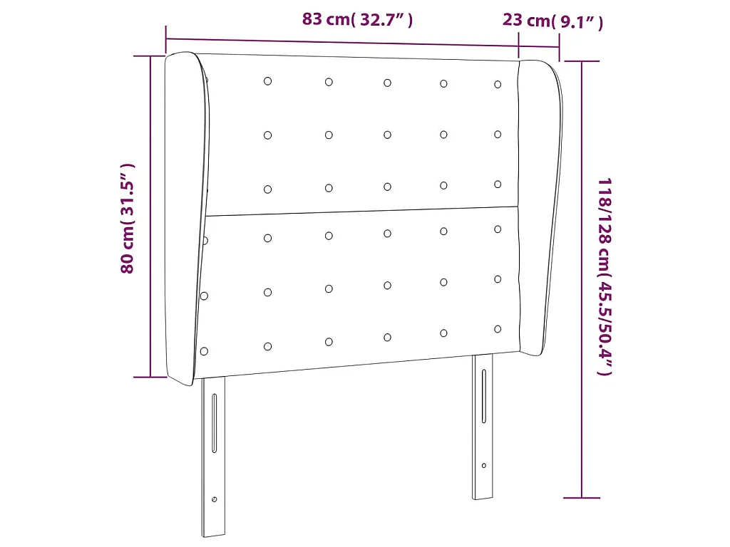 Testiera ad Orecchio Grigio Scuro 83x23x118/128 cm in Velluto
