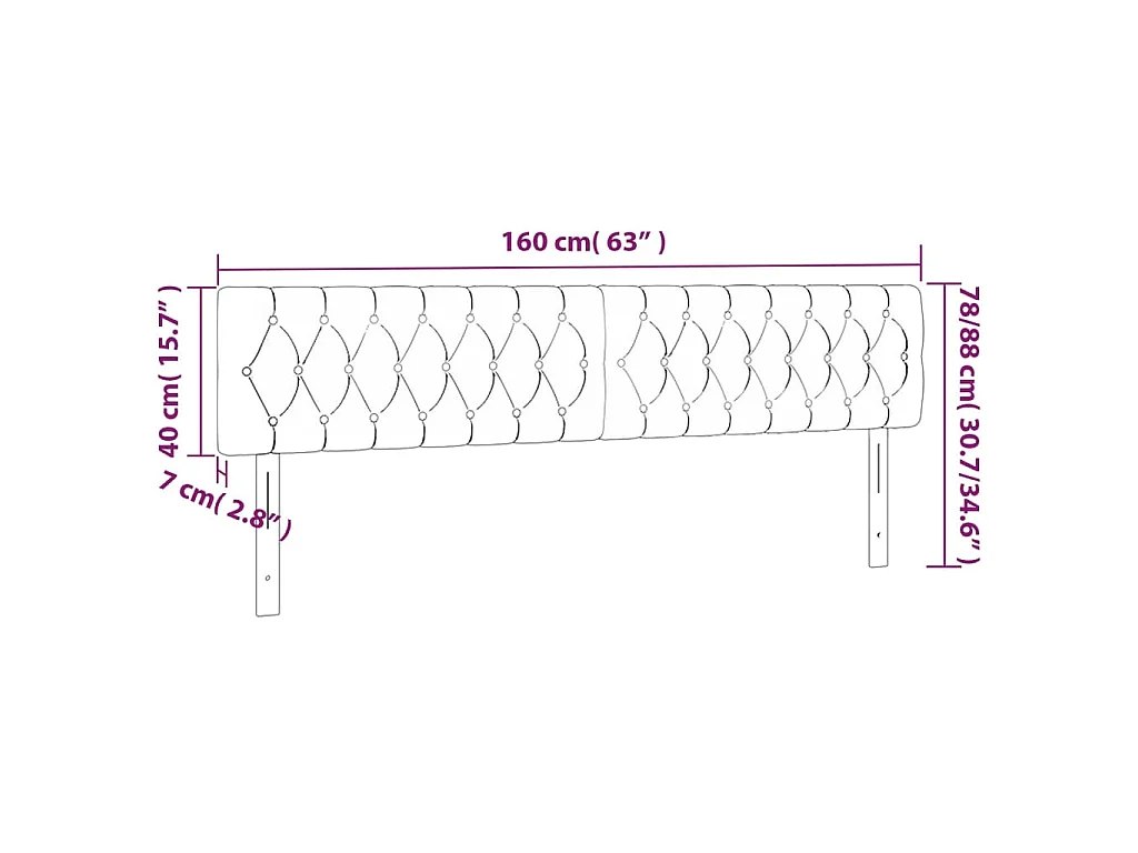 Tête de lit à LED Rose 160x7x78/88 cm Velours