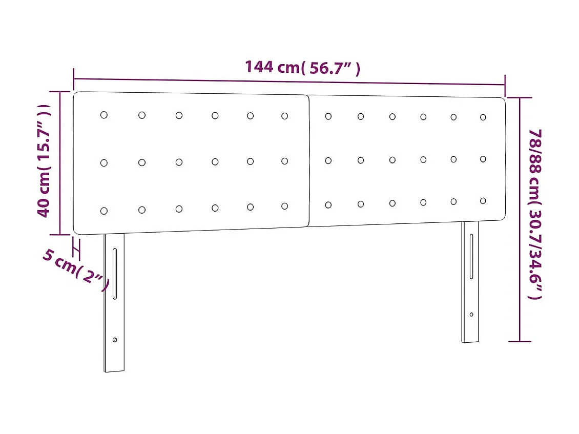 Kopfteile 2 Stk. Dunkelblau 72x5x78/88 cm Samt