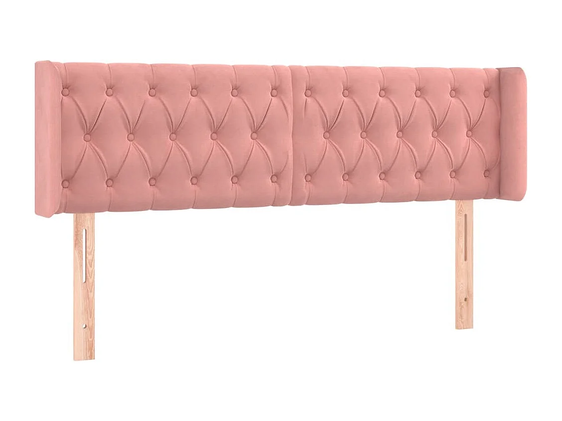 Hoofdbord met randen 163x16x78/88 cm fluweel roze