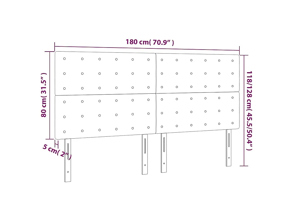Kopfteil Hellgrau 180x5x118/128 cm Samt