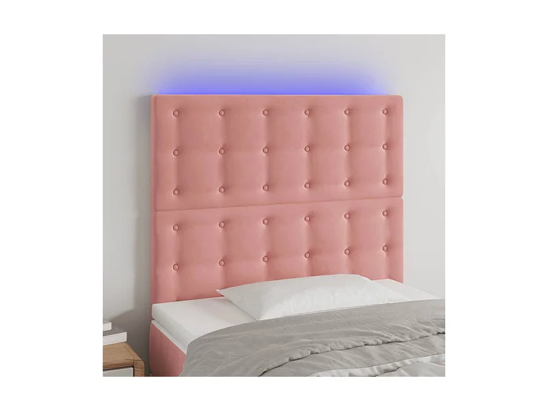 LED Kopfteil Rosa 90x5x118/128 cm Samt