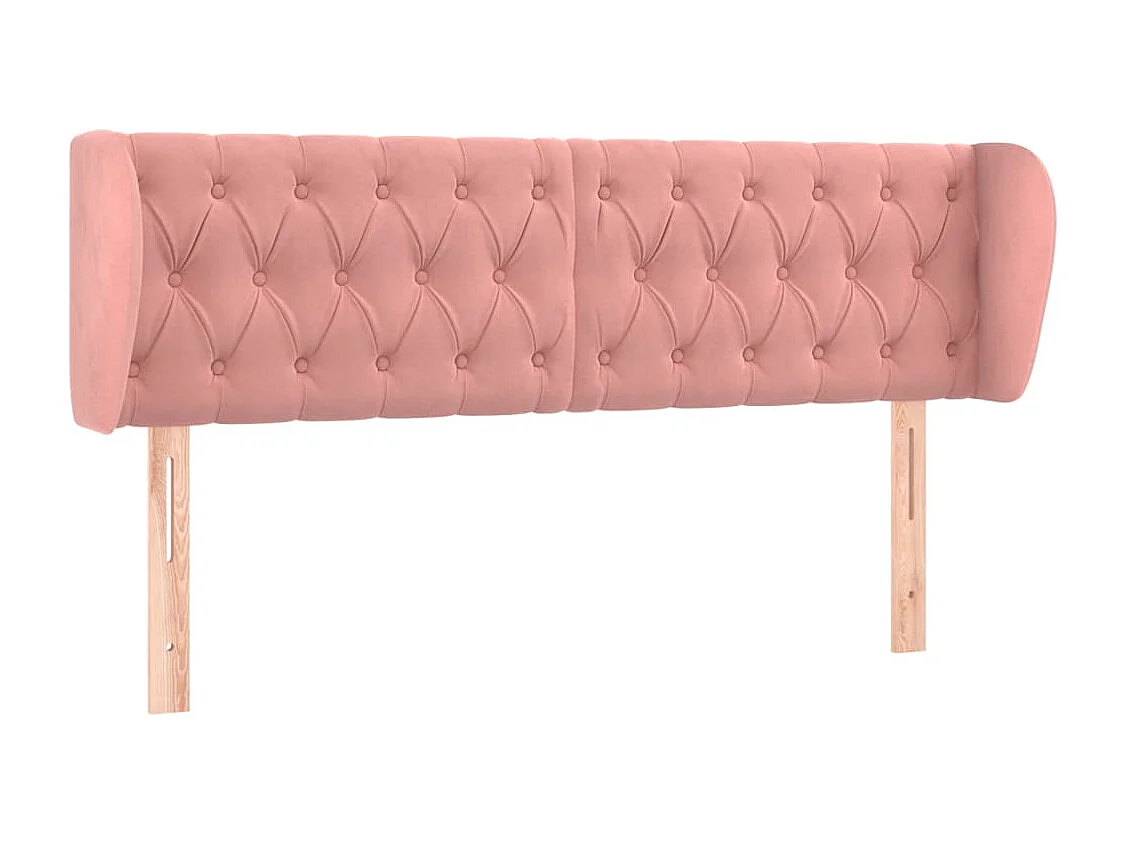 Hoofdbord met randen 163x23x78/88 cm fluweel roze