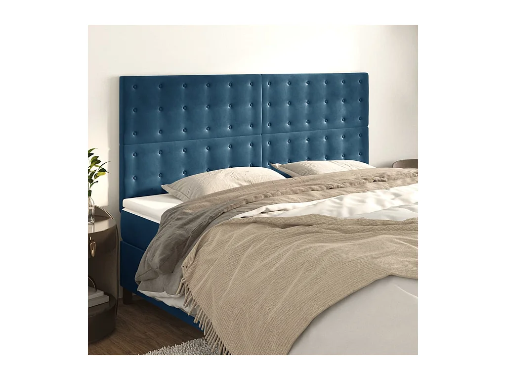 Têtes de lit 4 pcs Bleu foncé 90x5x78/88 cm Velours