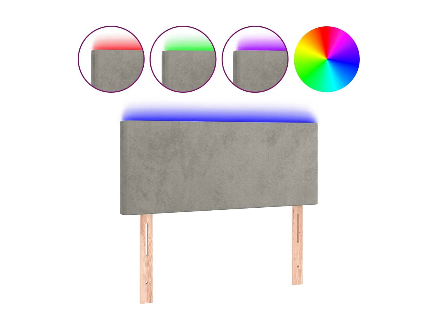Hoofdbord LED 90x5x78/88 cm fluweel lichtgrijs