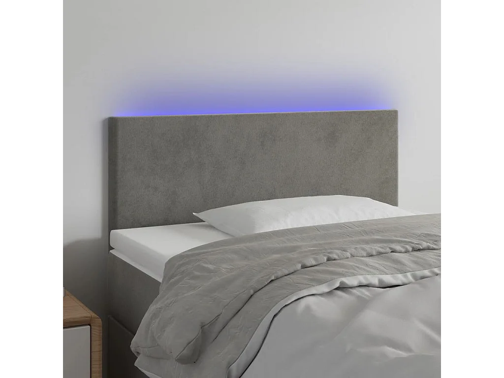 Testiera a LED Grigio Chiaro 90x5x78/88 cm in Velluto