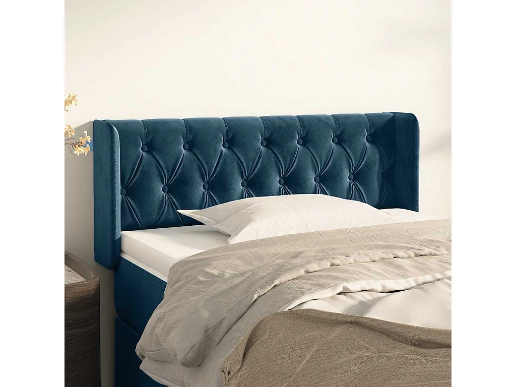 Testiera ad Orecchio Blu Scuro 93x16x78/88 cm in Velluto