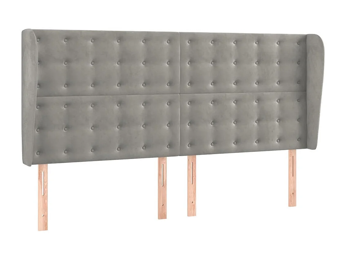 Tête de lit avec oreilles Gris clair 183x23x118/128 cm Velours