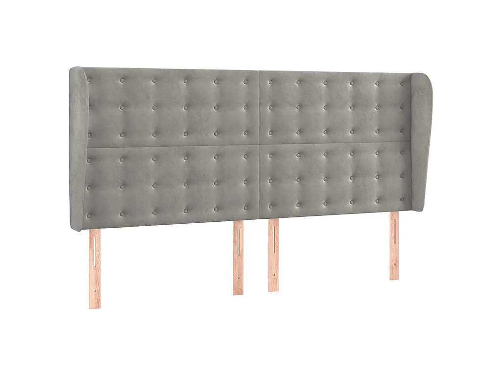 Tête de lit avec oreilles Gris clair 183x23x118/128 cm Velours
