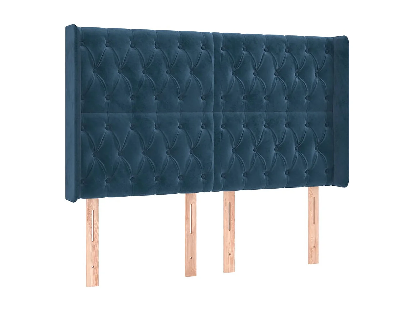 Tête de lit avec oreilles Bleu foncé 163x16x118/128 cm Velours