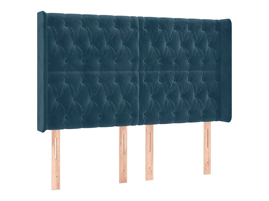 Kopfteil mit Ohren Dunkelblau 163x16x118/128 cm Samt