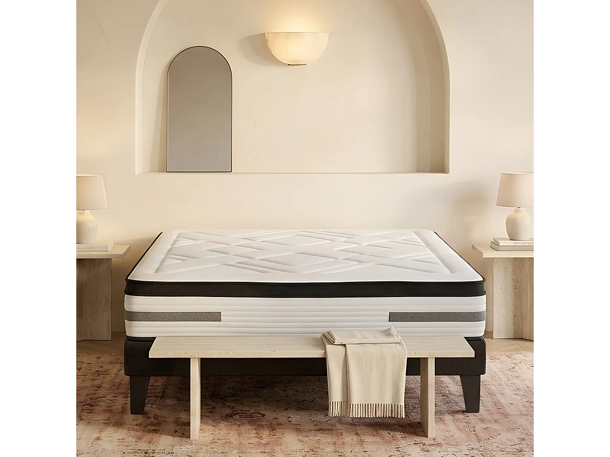 Matelas Bellevue - Ressorts ensachés + mémoire de forme - 24 cm - 180x200 cm