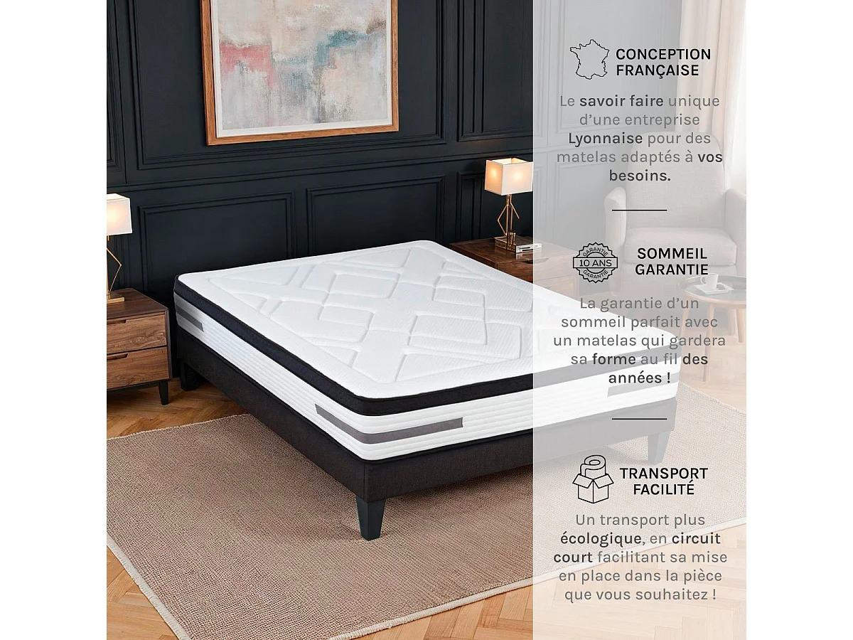 Matelas Ressorts ensachés Bellevue 140x190 cm Accueil Mémoire de forme